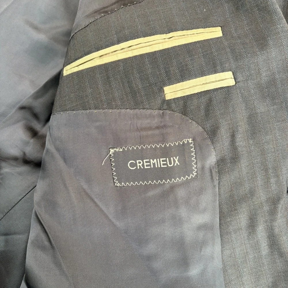Loro Piana x Cremieux Sport Coat Blazer Navy Check 100% Wool Super 130s Men 52R